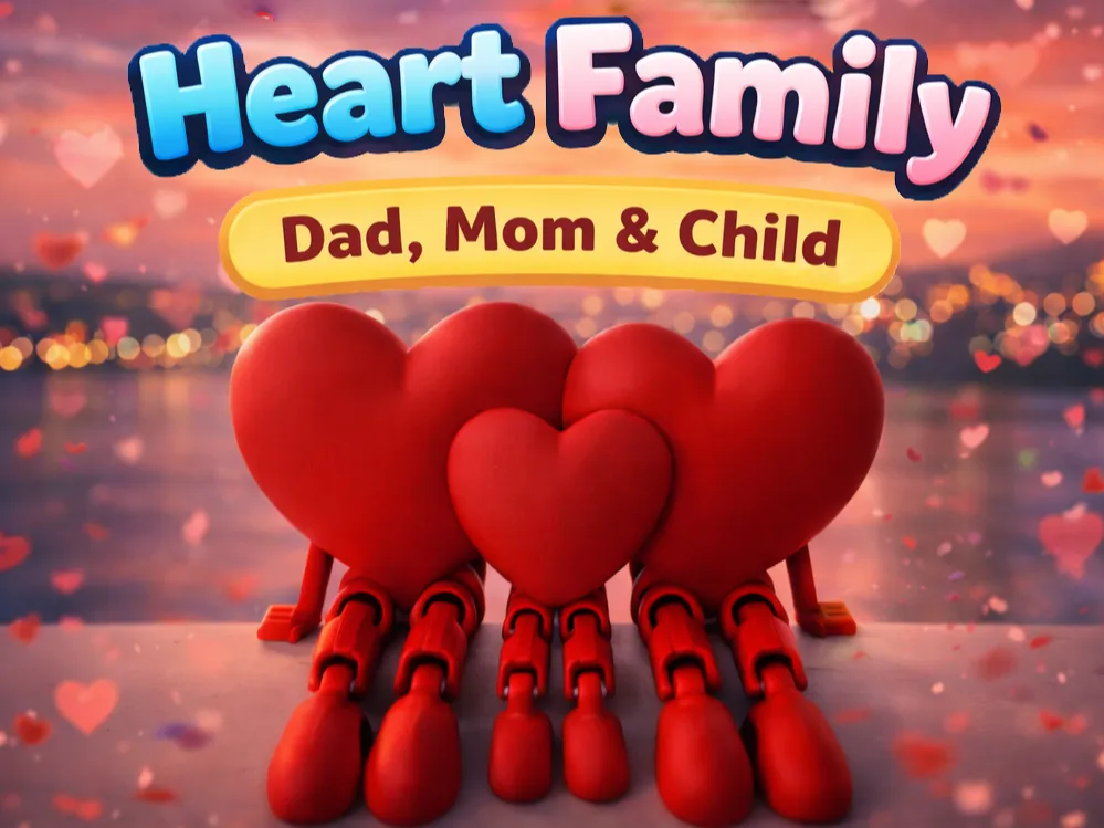 Famille Cœur – Papa, Maman & Enfant Décoration